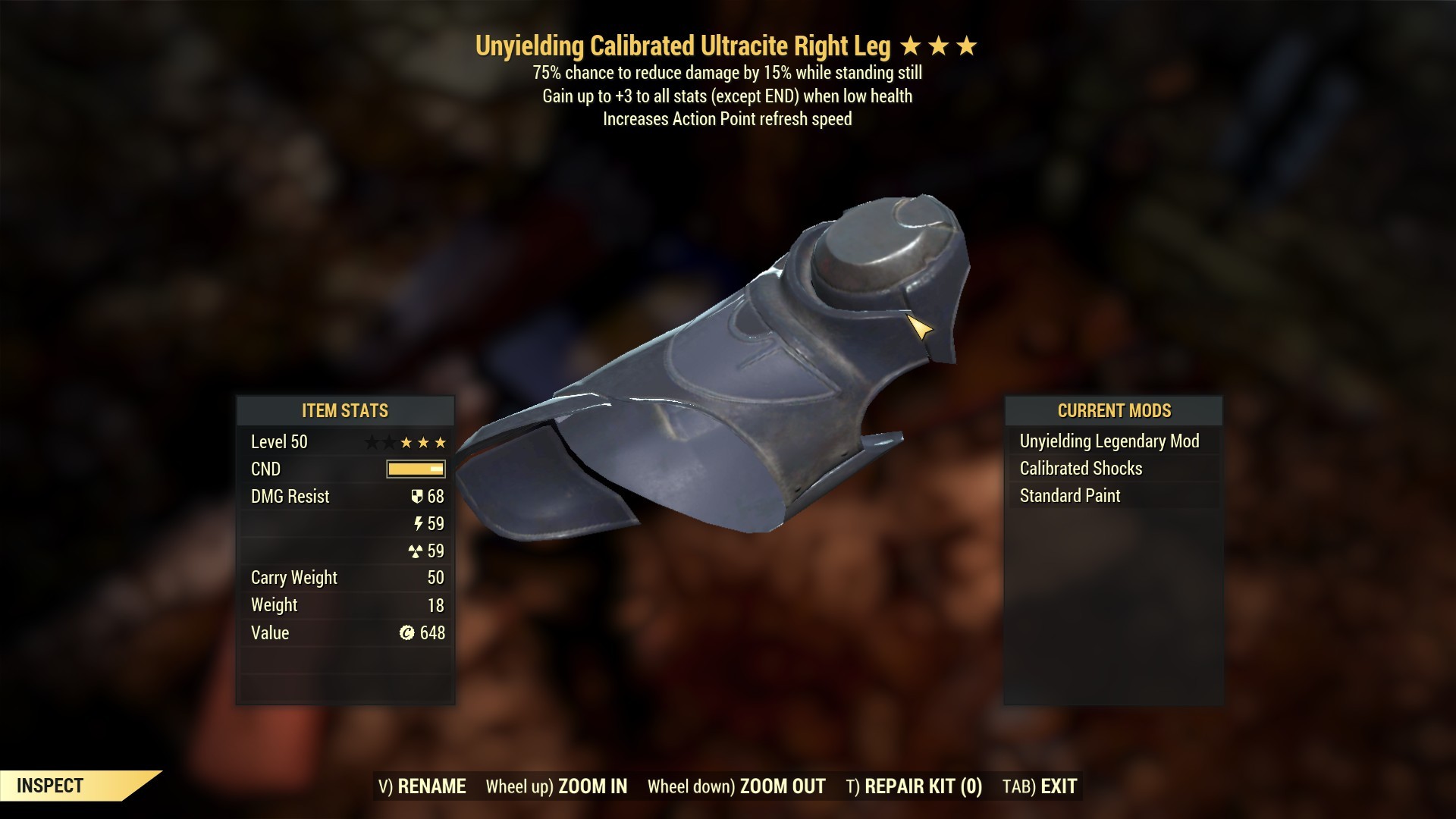 Unyielding [Sent AP] Calibrated Ultracite Right Leg